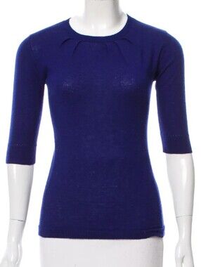 Lela Rose 100% Cashmere Lightweight Elbow Sleeve Top XS Extra Small